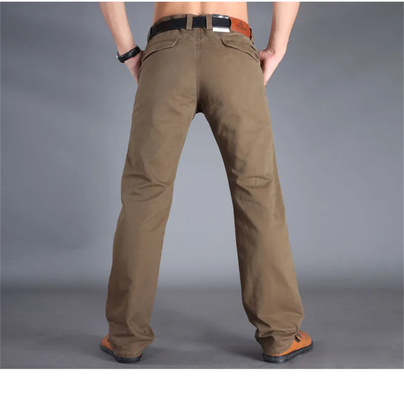 Günstig ICPANS Herbst Männer Casual Hosen Baumwolle Gerade Herren Hosen Schwarz Armee Khaki Mann Hose Plus Größe 40 42 2019 Frühling