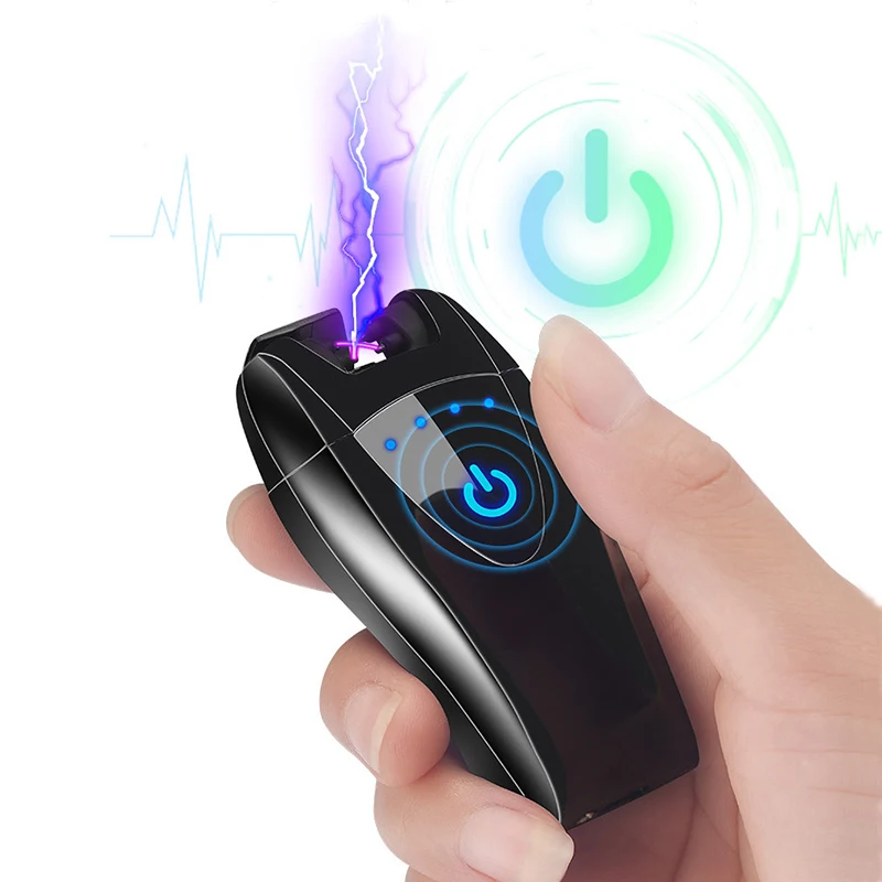 USB зажигалка с сенсорным датчиком ветрозащитная металлическая беспламенная
