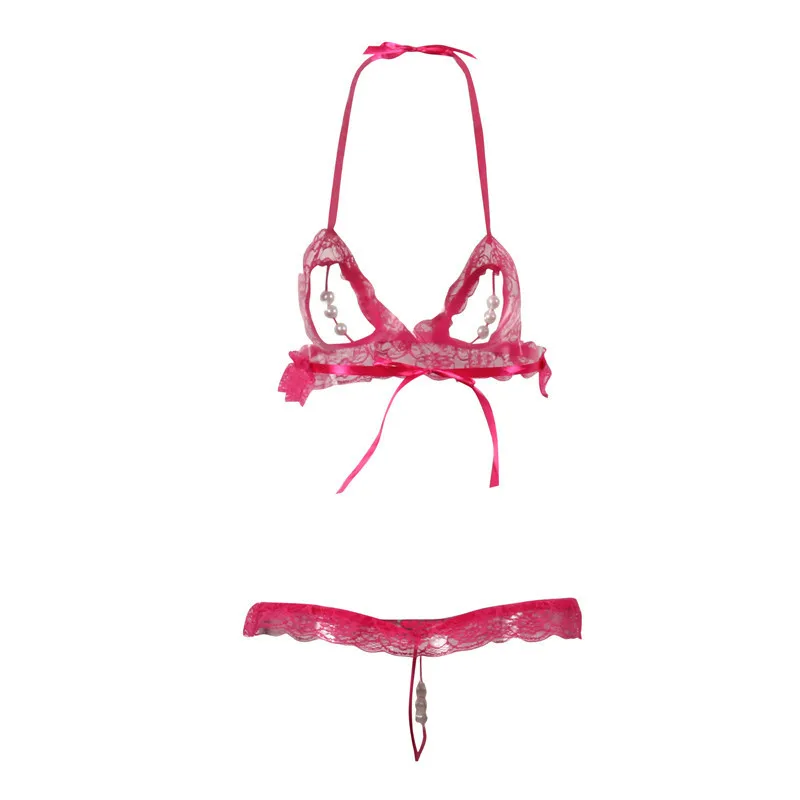 Sexy Lace Bra Set Transparent Underwear See Through Open Bra Halter Backless Lingerie Set Sexy Hot Erotic G string With Pearls Sexy Lace Bra Set Transparent Underwear See Through Open Bra Halter Backless Lingerie Set Sexy Hot Erotic G string With Pearls