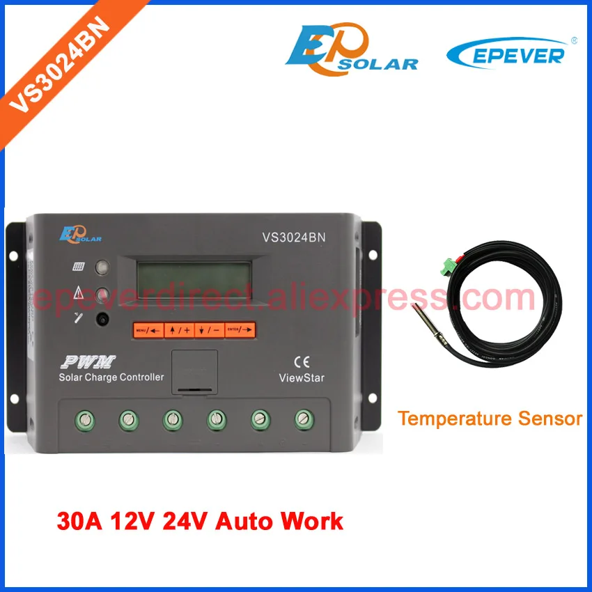 

VS3024BN 30A ViewStar series controller Solar Charger PWM EPSolar EPEVER 12V 24V Auto Work Temperature sensor