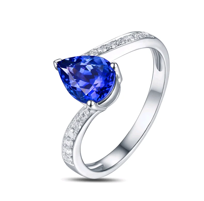 1.26 Carat Natural Tanzanite Natural synthetic Diamond 18k Gold Colored ...