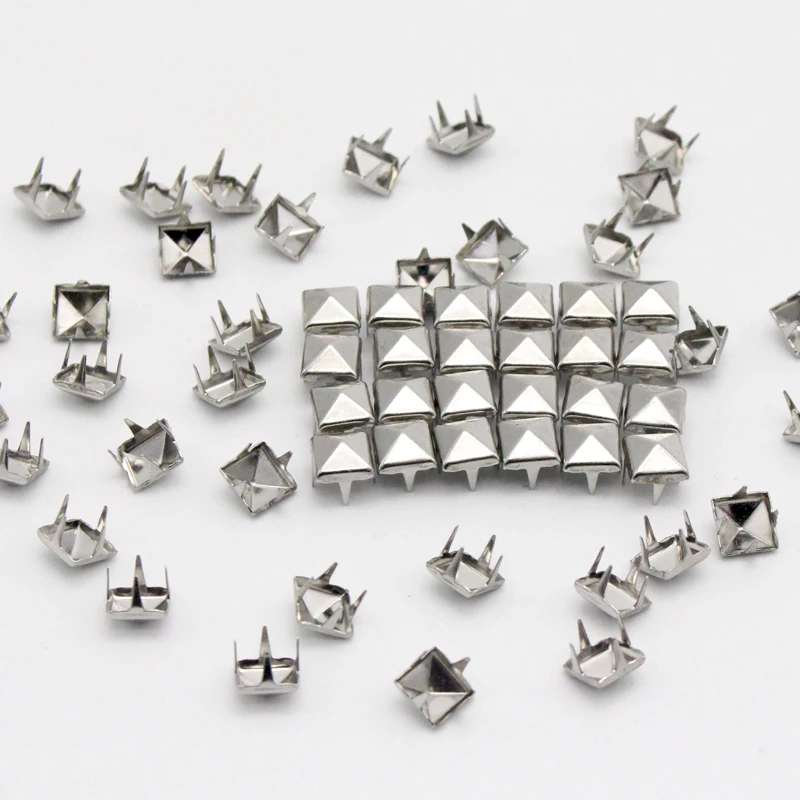 Lucia Crafts 36pcs/200pcs 7mm Spiked Punk Stud Silver Metal Leather