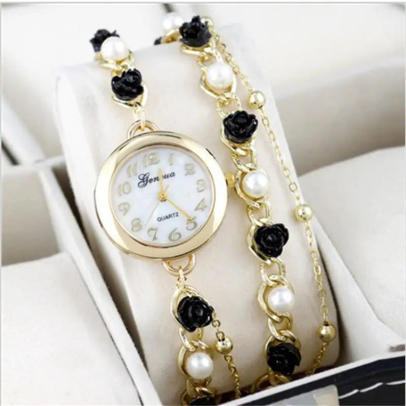NEW Fashion Accessories Women Faux Pearl Flower Chain Bracelet Wrist