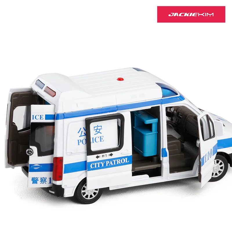 Новинка 1:32, больничная спасательная скорая помощь, литая под давлением, полицейская металлическая модель автомобиля с оттягивающимся звуком и светильник для детей, автомобильные игрушки