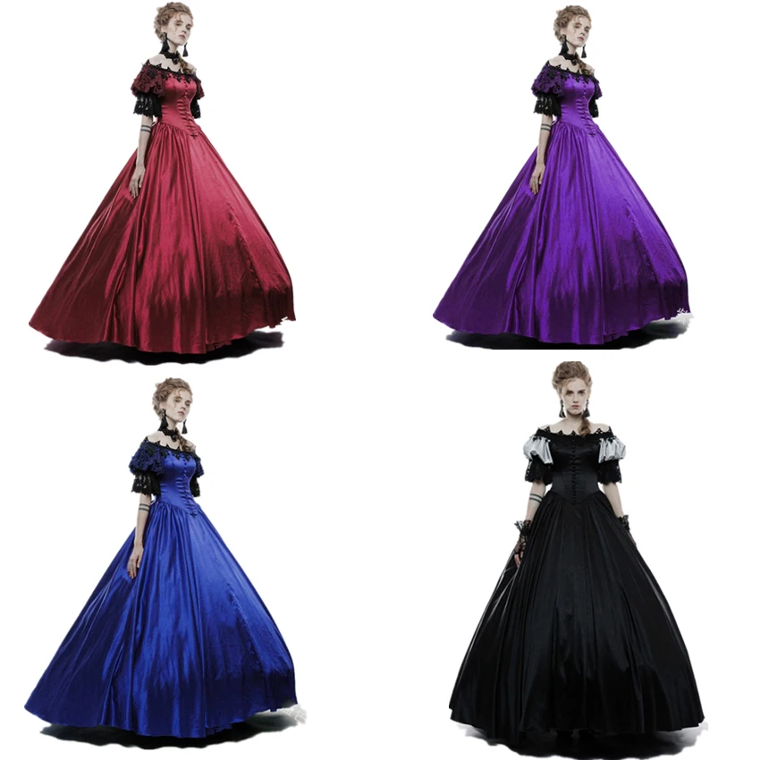 Noble Court Cosplay Shoulder Off Halloween Costumes for Women Medieval Disguise Elegant Carnival Party Female Puff Gown