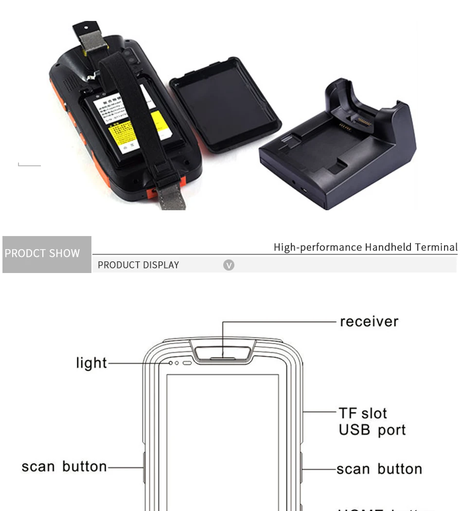 Caribe портативный PDA сканер штрих-кода 1D 2D Bluetooth Android терминал PDA беспроводной мобильный 1D сканер штрих-кода коллектор данных