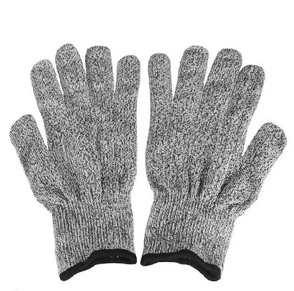 1 пара анти-резные износостойкие защитные перчатки износостойкость уровень 5 кухонные режущие дышащие рабочие перчатки - Цвет: Черный