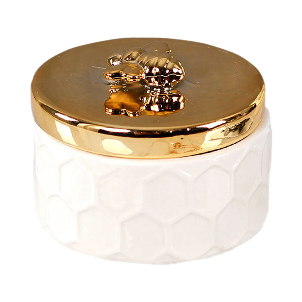 

1PC Ring Box Ceramic Modern Stylish Fashion Golden Bee Jewelry Box Jewelry Storage Tank for Bracelet