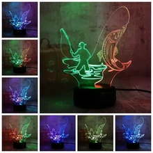 Новинка, китайский стиль, рыболовный 3D светодиодный RGB ночник Lihgt 7, двойной цвет, смешанные цвета, блеск, рождественский подарок для детей, новинка, домашний декор