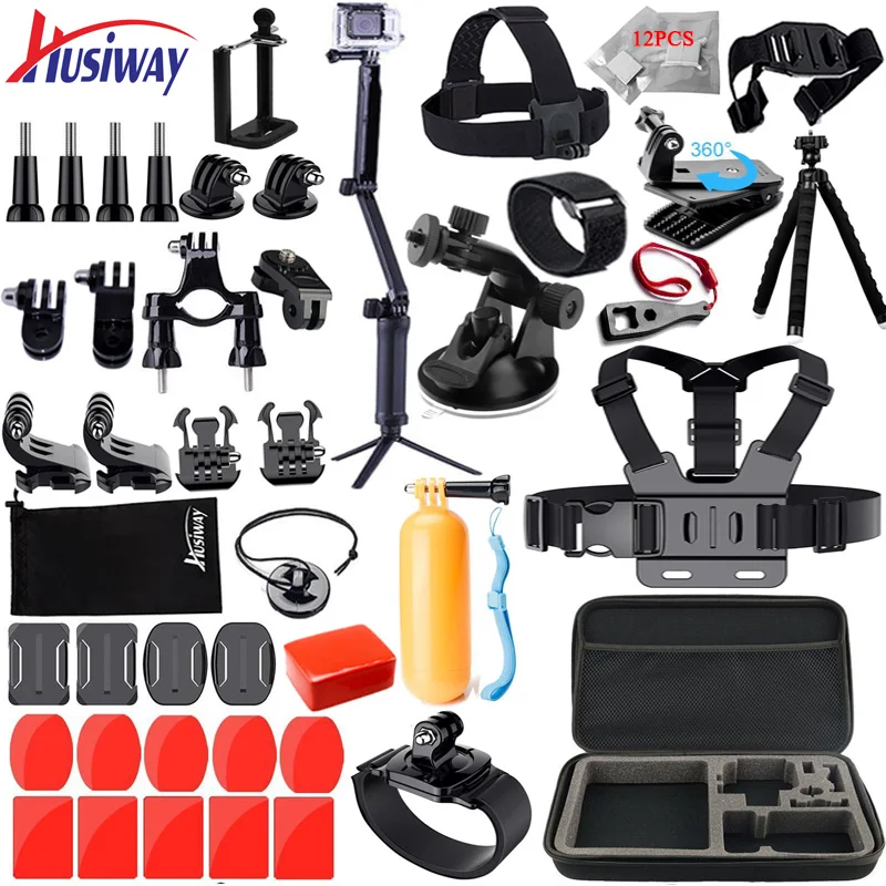 

Husiway Accessories for Gopro Kit for Go pro Hero 6 5 4 3 Black Set for SJCAM / xiaoyi yi / Camprk / Eken H9r camera 12A