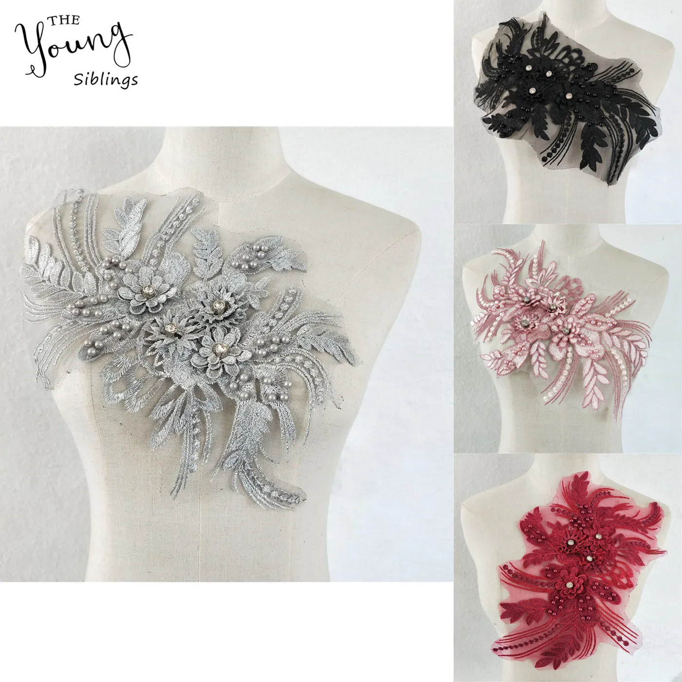 

Fashion Embroidered Flower Lace Collar Craft Sewing Lace Neckline Accessories Decoration Appliques Accessories YL1260-YL1263