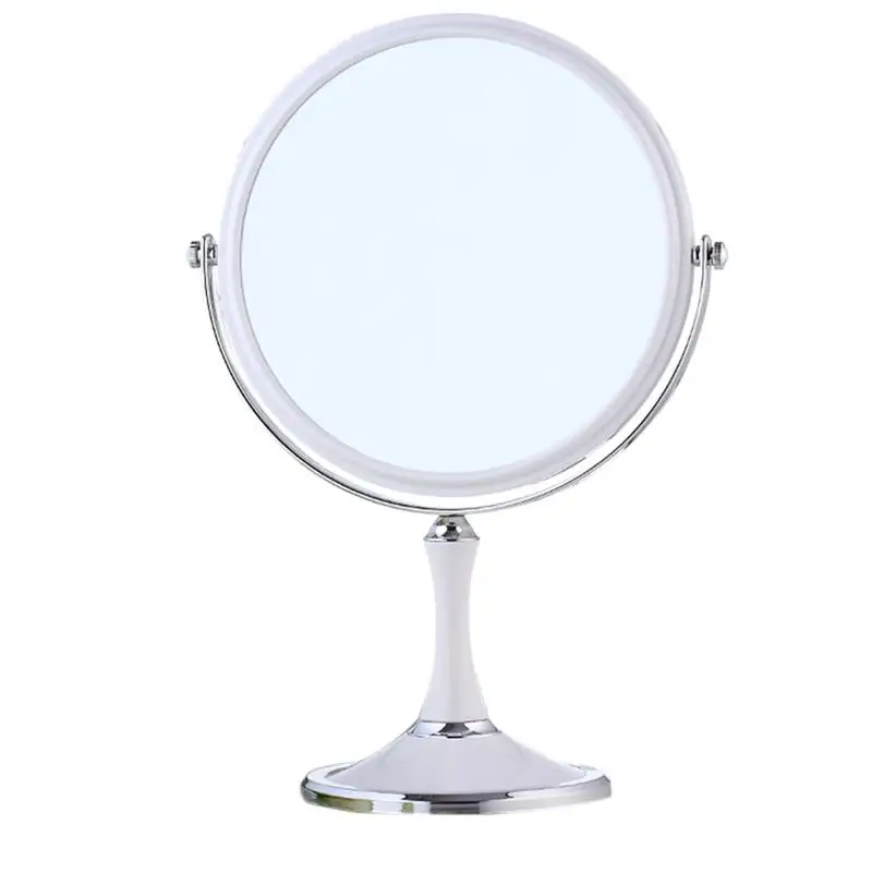 

8-inch Large European Fashion Dressing Cosmetic Make-up Magnifying Double-sided Table Mirror Elliptical Mirror (White)