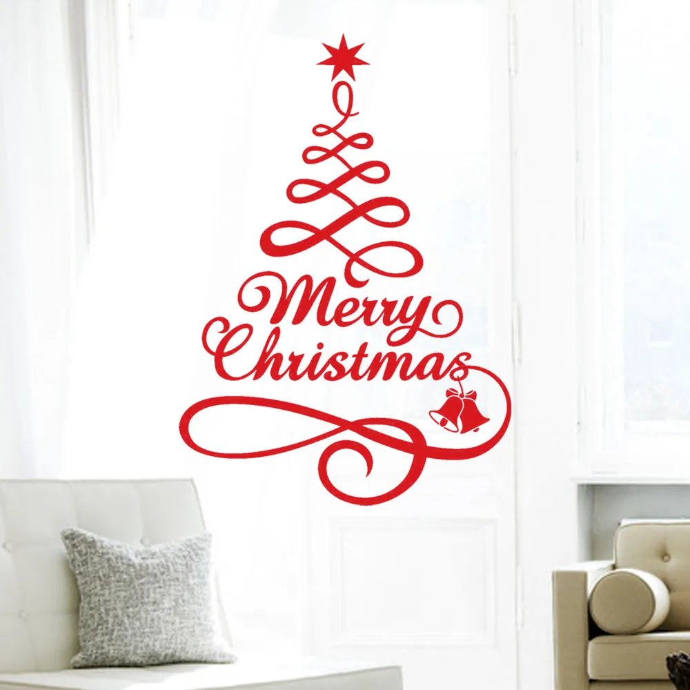 С Рождеством, Декор, Рождественская елка, буквы, стикер на стену, s арт, наклейка, фреска, стекло, окно, Настенная Наклейка Рождество, украшение для дома, комнаты