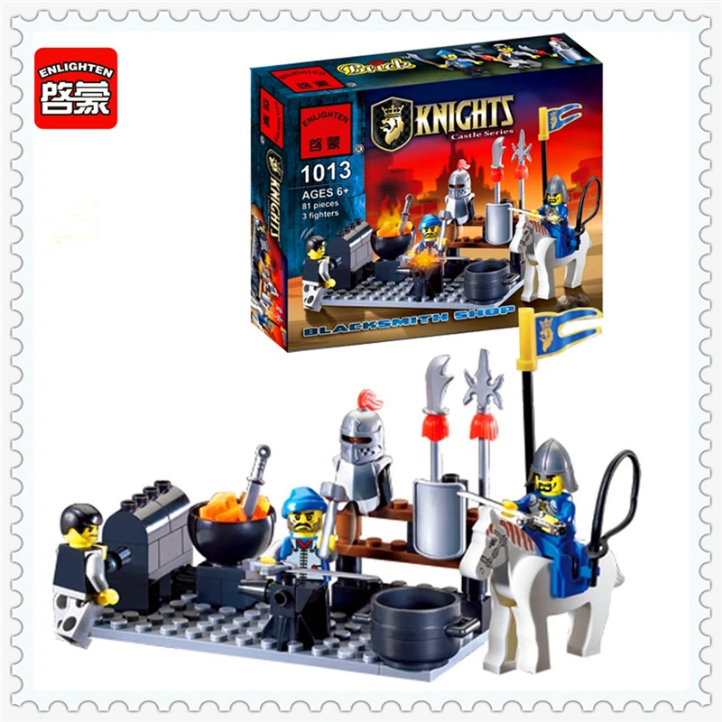 

81Pcs Knights Castle Blacksmith Shop Model Building Block Toys ENLIGHTEN 1013 DIY Educational Gift For Children Compatible Legoe