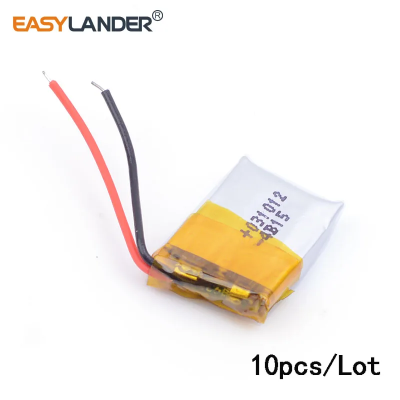 

10pcs/Lot 3.7V 30mAh 301012 Lithium Polymer Li-ion Rechargeable Battery For Mp3 Mp4 PAD DVD DIY bluetooth headephone 031012