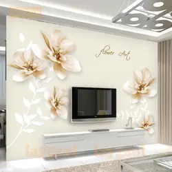 Ручная роспись Элегантный белые цветы 3D обои для стен 3D обои фон диван тв фото обои для гостиной