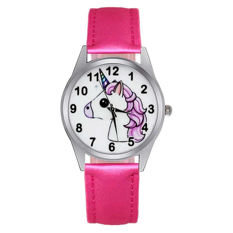 

Cartoon Cute Unicorn horse style Children's Watches Kids Students girls Boys Quartz Leather strap Wrist Watch Jc60