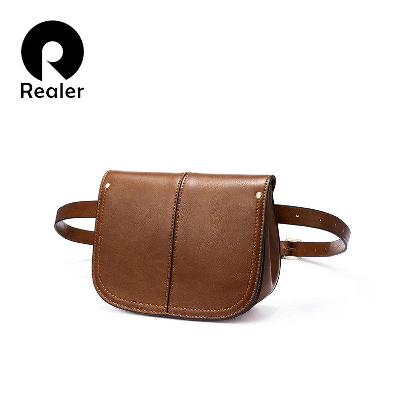 

REALER fanny pack for women waist bag female small shoulder crossbody bag for women 2019 belt bag PU leather waist pack female