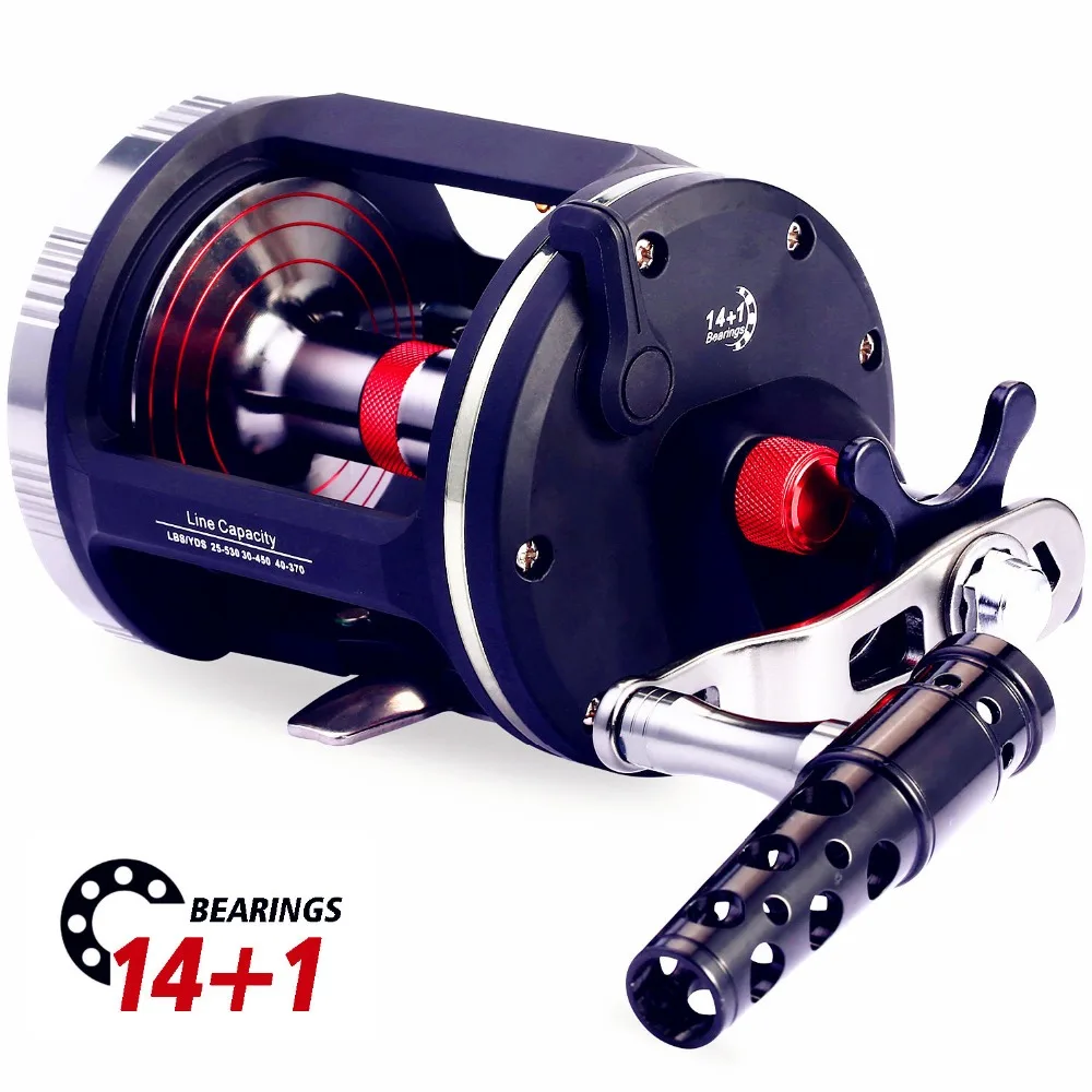 Sougayilang Strong Trolling Fishing Reel 14+1BB Right Hand Sea Bait Casting Fishing Reels