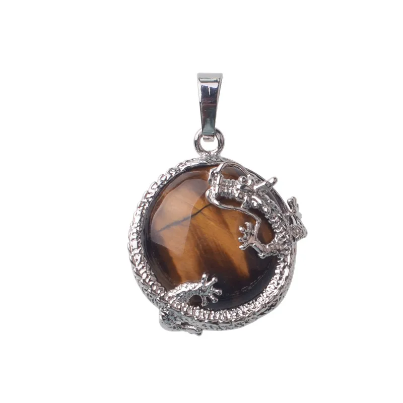 2019 Wholesale 10pcs\lot Mixed Color Quartz Stone Chinese Dragon Pendant For DIY Jewelry Free Leather Or  Chains