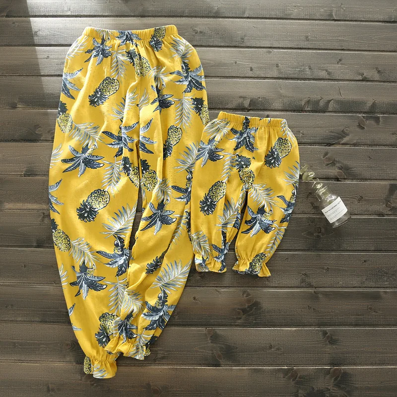 

Summer Casual Mother And Daughter Pants Flower Print Bohemia Mom Daughter Matching Outfits Three Quarter Mommy And Me Bloom Pant