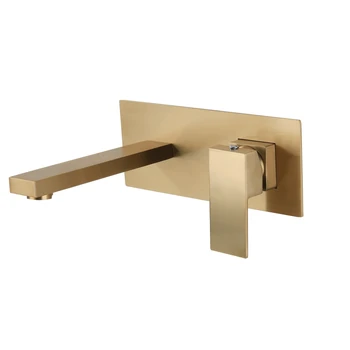 

Luxury wall-mounted Concealed with pre-embedded box basin faucet Brass brushed gold Faucet hot cold water washbasin mixer taps