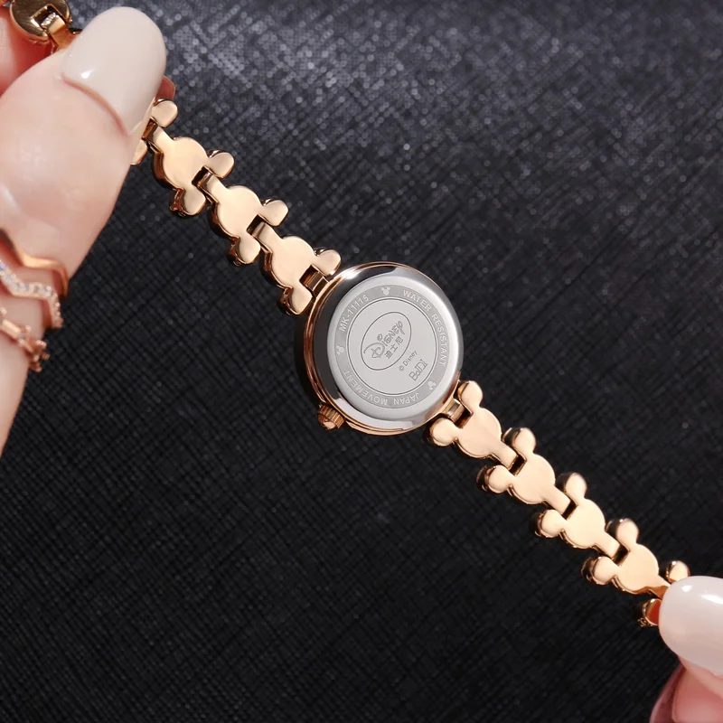 Mickey Mouse Bling Rhinestone Luxury Ladies Trendy Bracelet Gold Silver Steel Watches Disney Women Dress Beautiful Crystal Clock