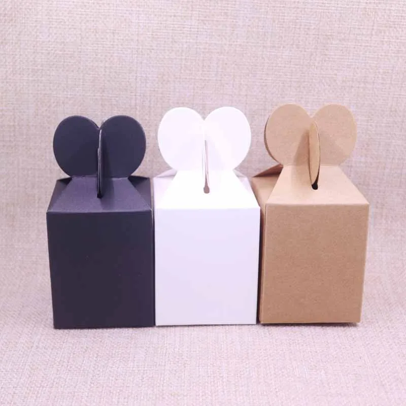 

10pcs Fishtail paperboard Boxes Solid Kraft/Black/White Package Wedding Candy Small Cute Cardboard Packaging High-quality Boxes