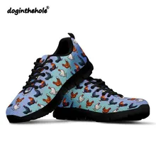 Doginthehole ферма с курицами узор прогулочная обувь женские кроссовки женские спортивные удобные на шнуровке сетка дышащая Zapatos de mujer