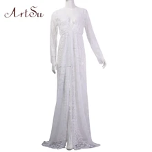 ArtSu 2017 Pregnant Women Maxi See Through Floral Elegant Lace Long Dress Sexy Summer Evening Party Dresses Vestidos ASDR20033
