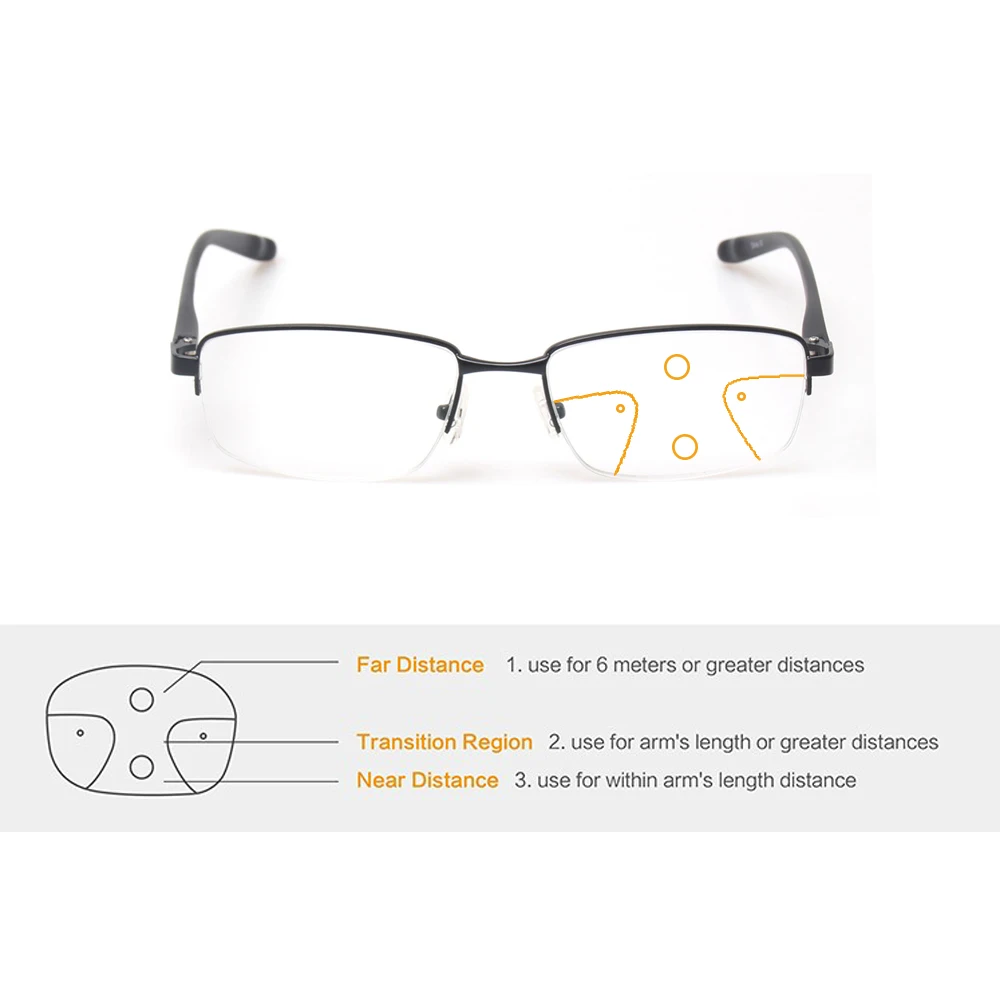 Очки для чтения прогрессивные несколько фокусов читатели комфорт металлическая полуоправа Мультифокальные очки для мужчин и женщин