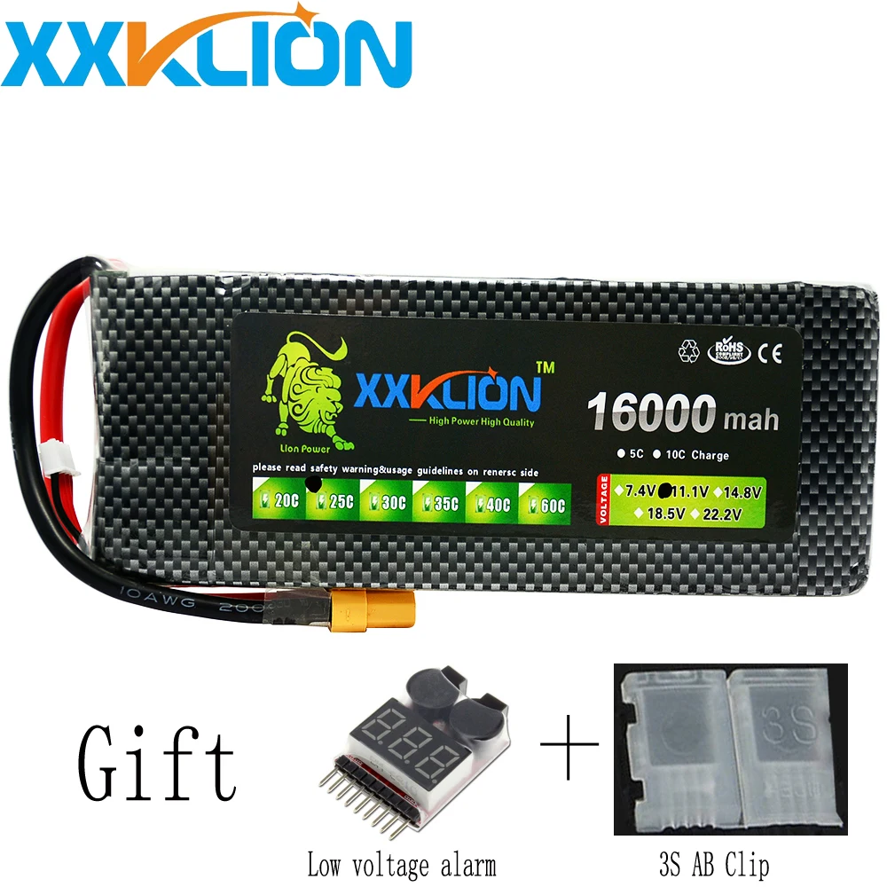 XXKLION drone Lipo battery pack11.1v 3S 16000mAh 25C for rc airplane Aerial multi - axis unmanned aerial vehicle Free Shipping XXKLION drone Lipo battery pack11.1v 3S 16000mAh 25C for rc airplane Aerial multi - axis unmanned aerial vehicle Free Shipping