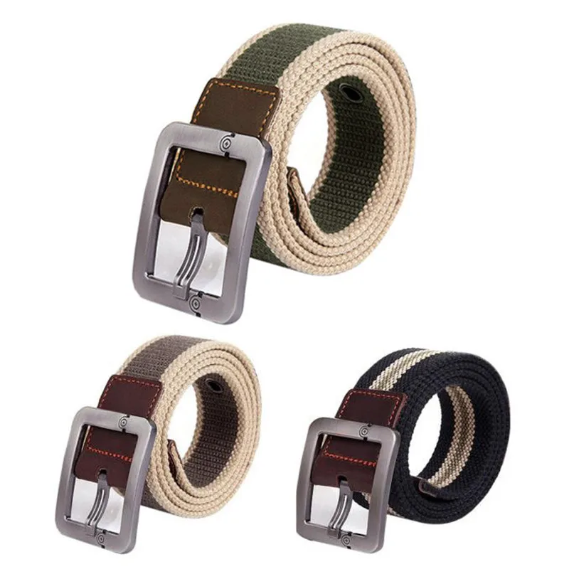 Man Women Automatic Square Buckle Waist Strap Sports Knit Canvas Belts belt for men women Fashion Accessory 40FE0407