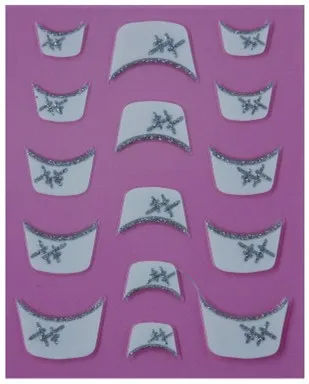 3D Дизайн ногтей Наклейки наклейка белый французский Советы Маникюр черный цветок несколько кристаллы Дизайн фольга для тиснения Инструменты - Цвет: XF854