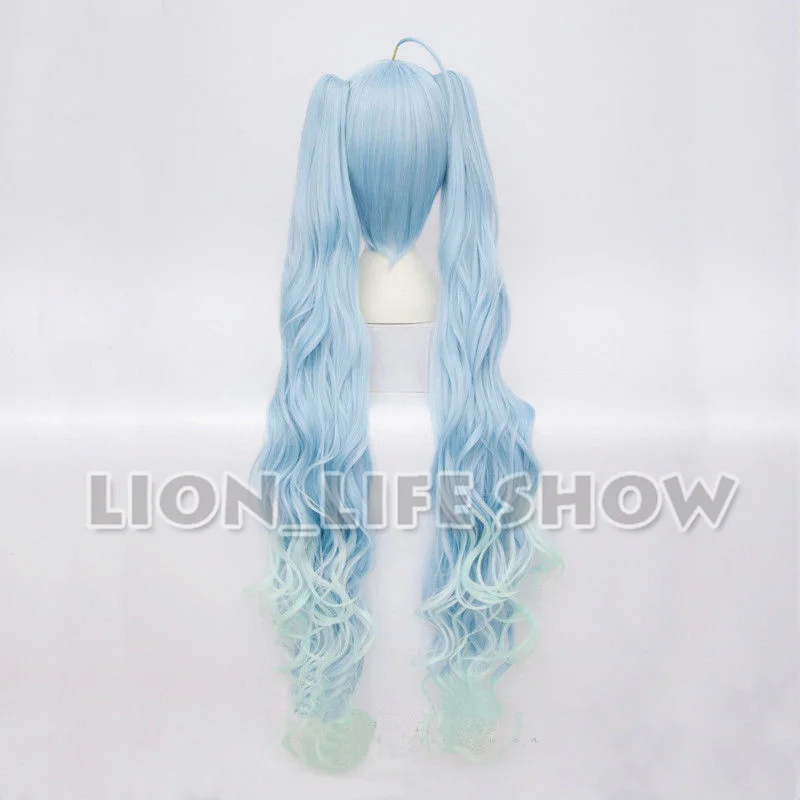 Вокалоид Снежный Мику Хацунэ звезда принцесса длинный синий кудрявый волнистый парик для косплея