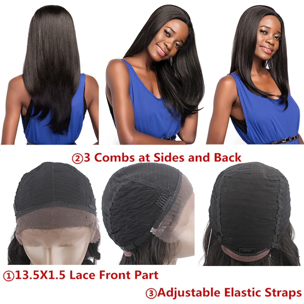 Ombre Black Brown Lace Front Wigs With Baby Hair Long Soft Straight Free Part Synthetic Hair Wigs For Women X-TRESS Lace Wig Ombre Black Brown Lace Front Wigs With Baby Hair Long Soft Straight Free Part Synthetic Hair Wigs For Women X-TRESS Lace Wig