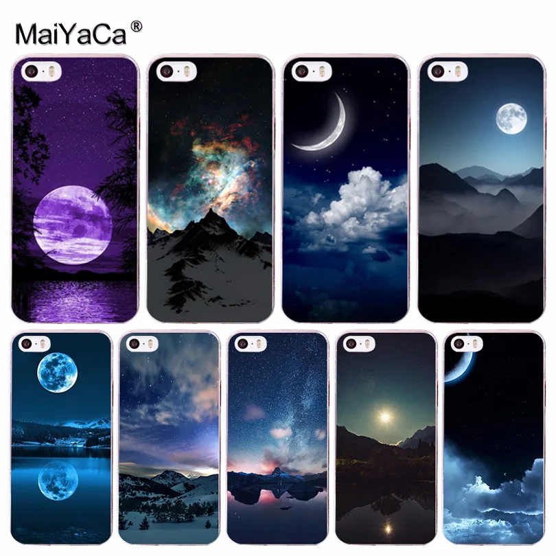 

MaiYaCa Starry Sky Moon Stars Mountain Landscape Protector Case for Apple iPhone 8 7 6 6S Plus X 5 5S SE 5C 4 4S Mobile Cases