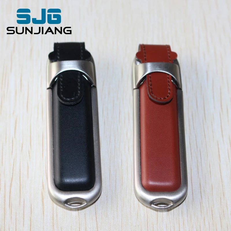 leather case usb flash drive 64GB fashion pendrive 32GB pen drive real
