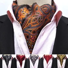 Мужские в английском стиле Винтаж формальные галстук Шелковый цветочный узор точка жаккарда сплетенные Аскот галстук-бабочка для Бизнес вечерние аксессуары