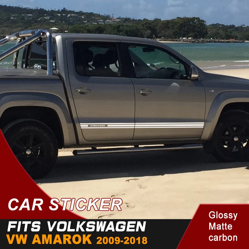 

free shipping 2 PC gradient cool styling side door stripe graphic Vinyl car sticker for AMAROK 2009-2017
