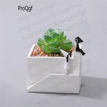 

1Pcs A Set white color square shape with stair concrete pot