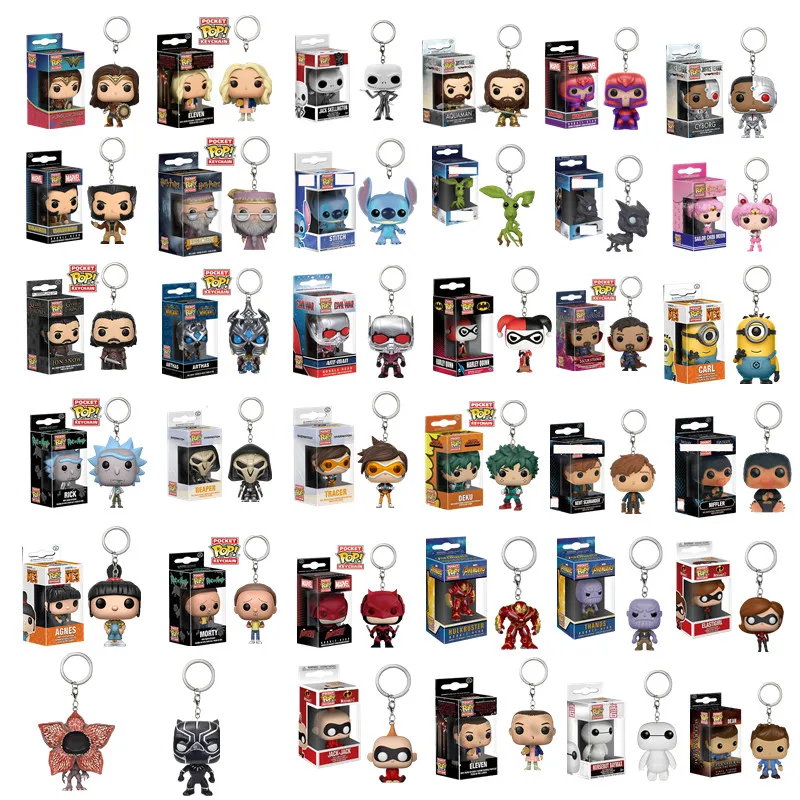 

New Arrival FUNKO POP Pocket Toy Keychain Marvel Iron Man Game of Thrones Daenerys Harry Potter Collectible Key Ring Model Gifts