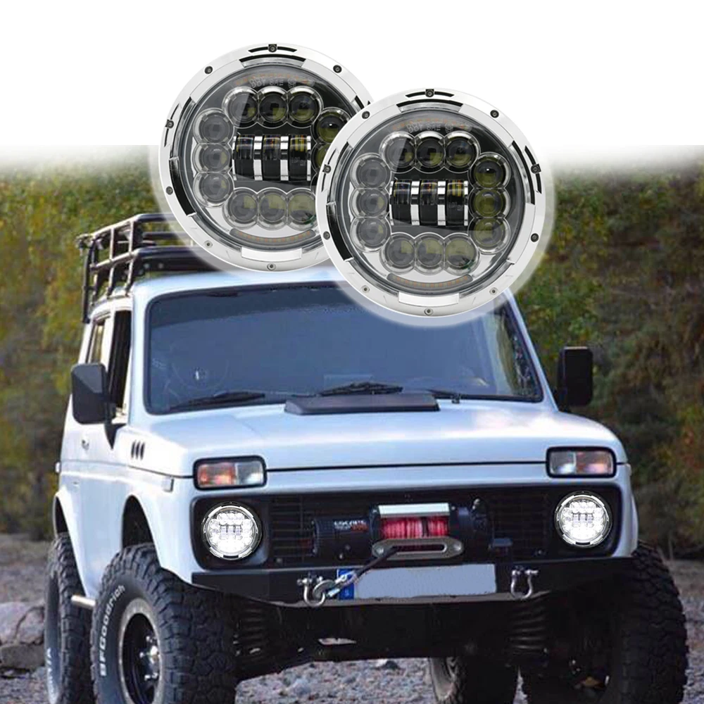 7 дюймовый светодиодный DRL фары &quotфары Halo Кольцо Янтарный сигнал поворота для Jeep