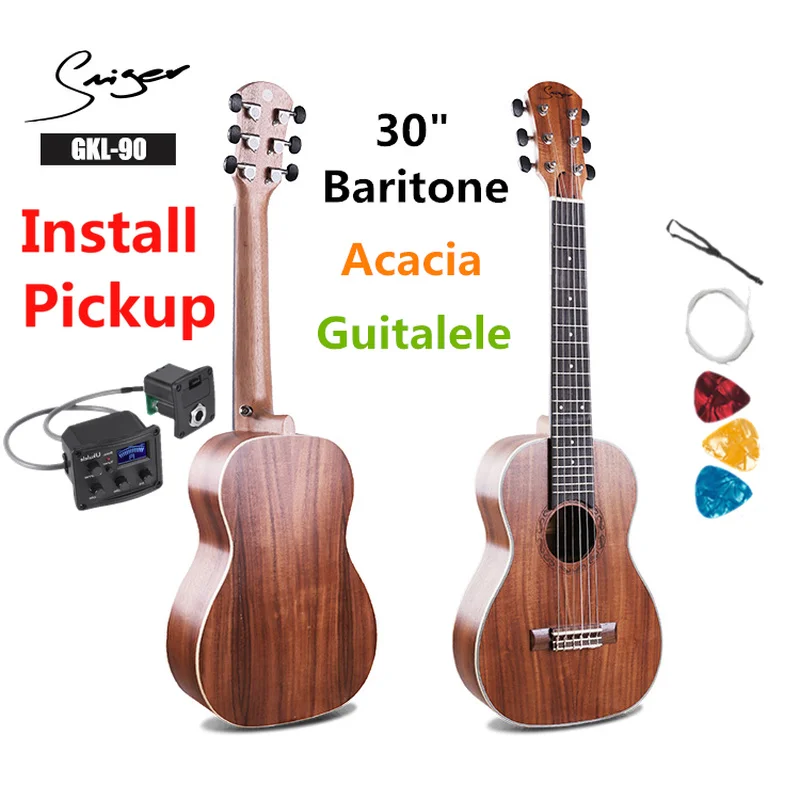 Guitalele Guilele 30 дюймов все акации Guitalele Мини электрическая баритон Акустическая гитара 6 струн Ukelele Pickup туристическая гитара