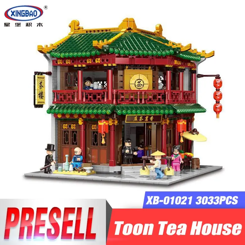 

DHL XINGBAO 01021 3033Pcs Chinese Building Series The Toon Tea House Set Building Blocks Bricks Kids Toys Model Birthday Gifts