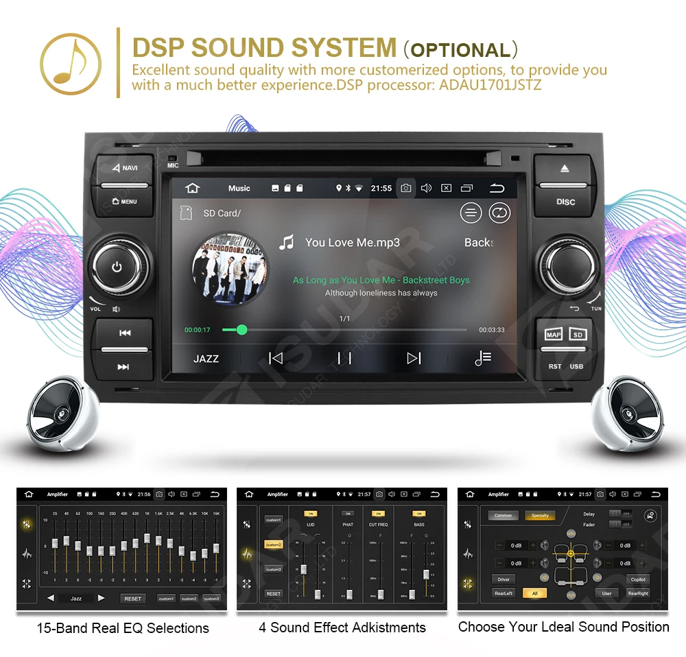 Top Isudar Car Multimedia Player GPS Android 8.0 2 Din Stereo System Radio For Ford/Focus/Mondeo/Kuga Octa Core Wifi Microphone DVR 10