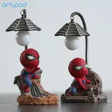 Artpad The Avengers Marvel Cartoon Figure Spiderman Night Lamp With ON/OFF Switch Resin Boy LED Kids Bedroom Light