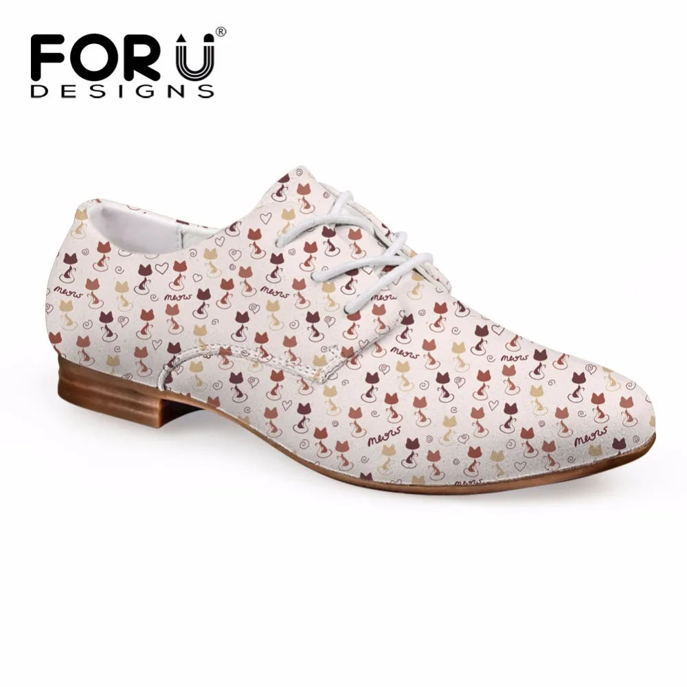 FORUDESIGNS/милые женские модные кожаные туфли с объемным изображением кота Новые