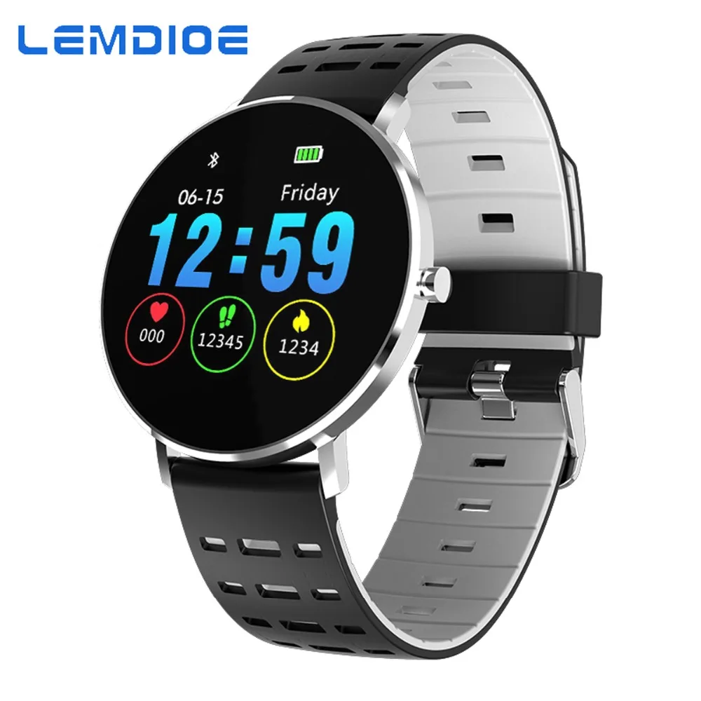 

LEMDIOE full touchable round display men smart watch ip68 waterproof heart rate monitor calling notification remind watch