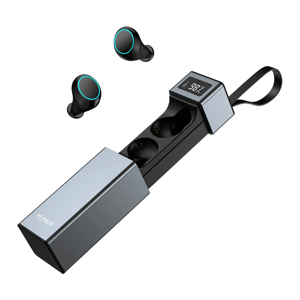 

TWS wireless earphone Bluetooth waterproof IP68 swimming true wireless earbuds with Charger Box Built-in bluetooth